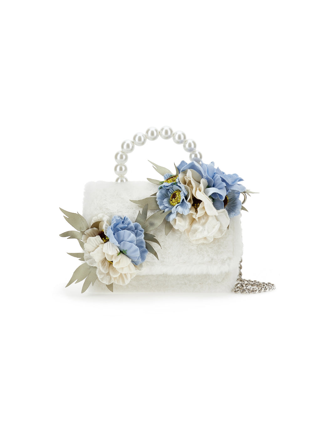 Mini bag with plush flowers
