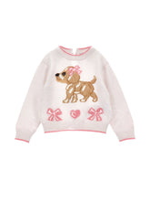 Load image into Gallery viewer, Sweater with intarsia dog and bows
