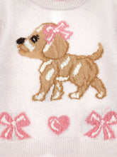 Load image into Gallery viewer, Sweater with intarsia dog and bows
