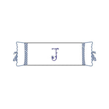 Load image into Gallery viewer, Seferî Flower Garden Bolster Cushion Cover with Monogram Embroidery - Blue
