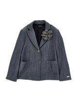Load image into Gallery viewer, Denim jacket with flower applique
