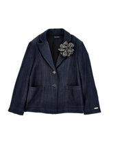 Load image into Gallery viewer, Denim jacket with flower applique
