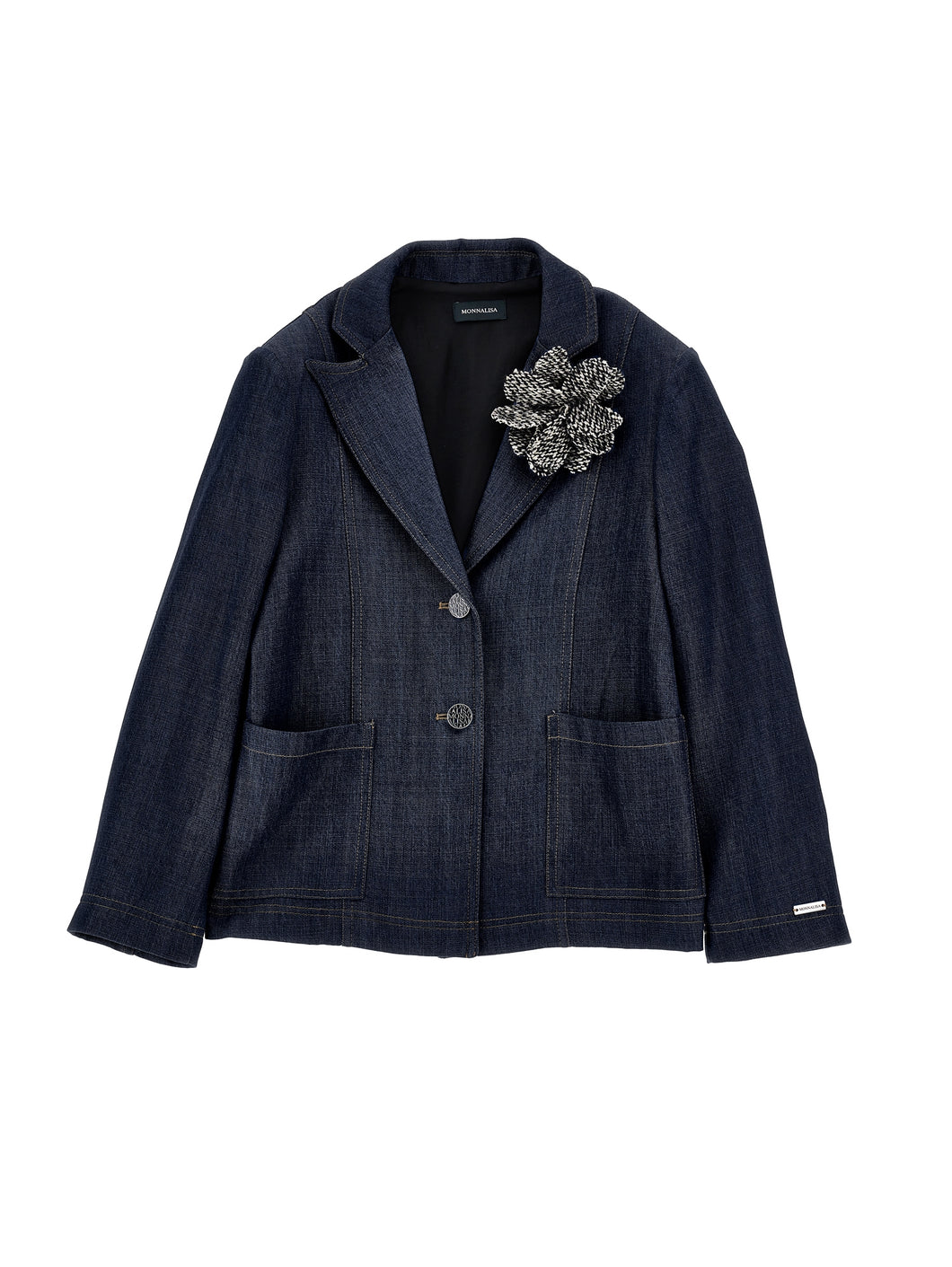 Denim jacket with flower applique