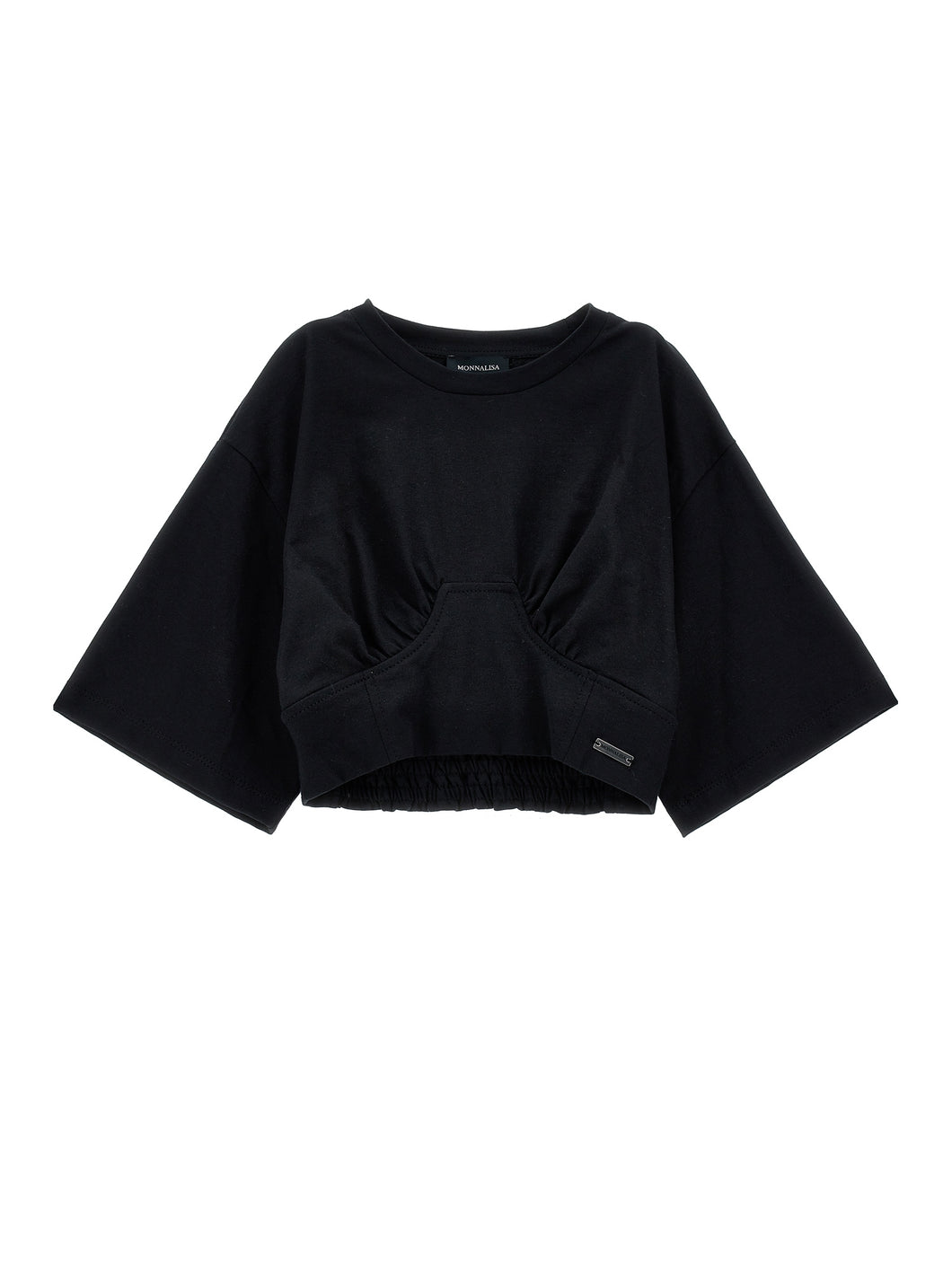 Cropped T-shirt with wide sleeves