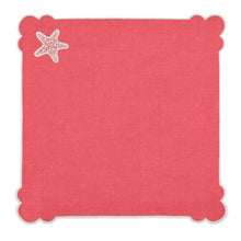 Load image into Gallery viewer, Seferî Embroidered Napkin - Under the Sea - Coral - Set of 4
