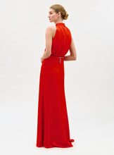 Load image into Gallery viewer, Woman wearing a red evening gown on a white background
