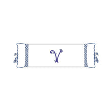 Load image into Gallery viewer, Seferî Flower Garden Bolster Cushion Cover with Monogram Embroidery - Blue
