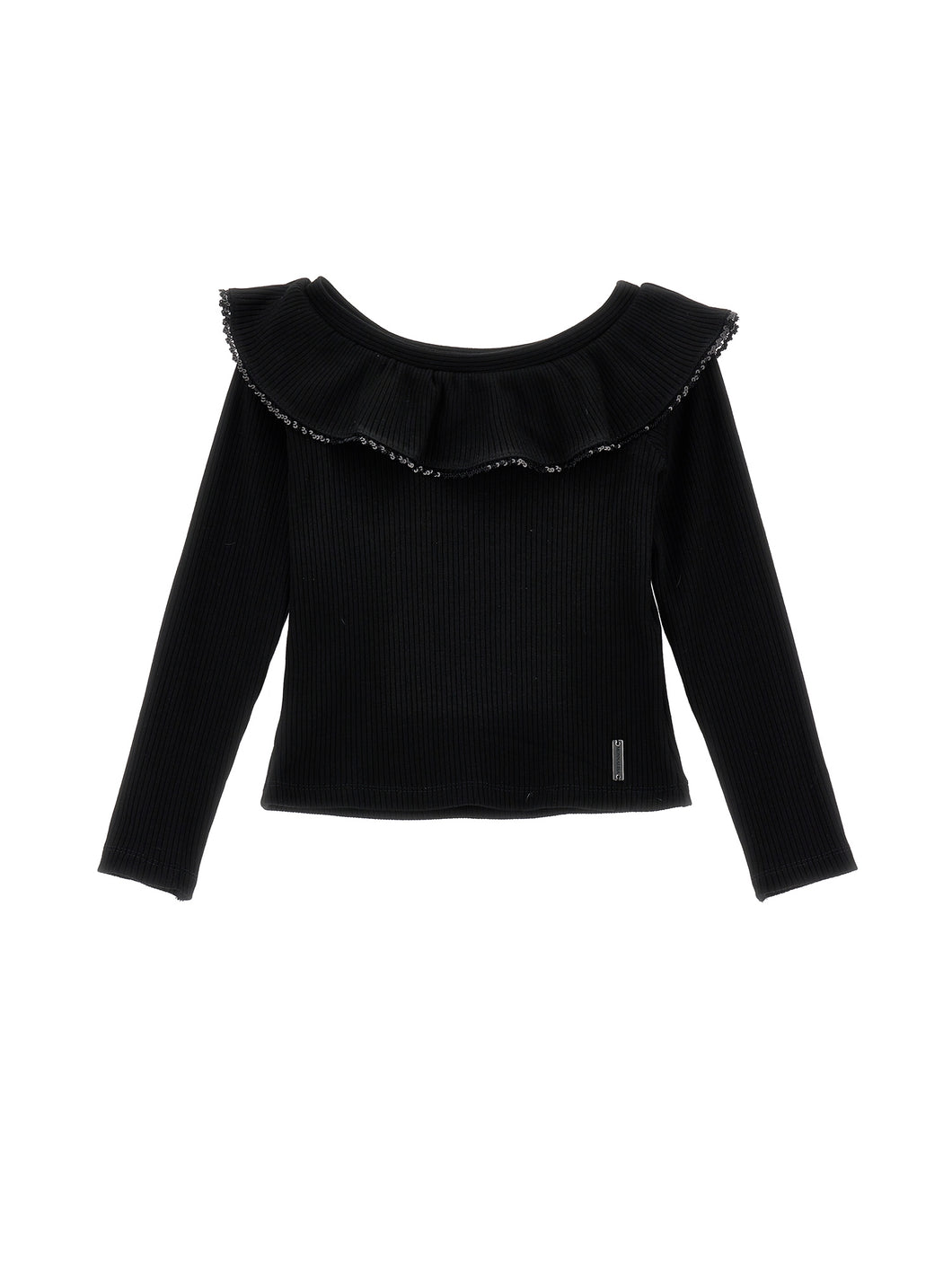 Ribbed sweater with ruffles