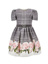 Load image into Gallery viewer, Dress with Roses and Rhinestone Belt

