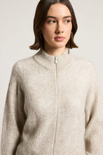 Load image into Gallery viewer, Bouclé zip-up sweater with micro-sequins
