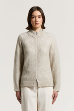 Load image into Gallery viewer, Bouclé zip-up sweater with micro-sequins
