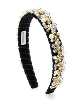 Load image into Gallery viewer, Velvet headband with rhinestones and pearls

