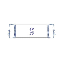 Load image into Gallery viewer, Seferî Flower Garden Bolster Cushion Cover with Monogram Embroidery - Blue
