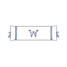 Load image into Gallery viewer, Seferî Flower Garden Bolster Cushion Cover with Monogram Embroidery - Blue
