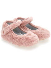 Load image into Gallery viewer, Fur ballerinas with button
