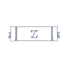 Load image into Gallery viewer, Seferî Flower Garden Bolster Cushion Cover with Monogram Embroidery - Blue
