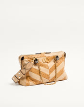 Load image into Gallery viewer, Panthea Medium Shoulder Bag In Ostrich And Nappa Leather With A Chevron Pattern
