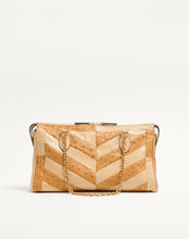 Load image into Gallery viewer, Panthea Medium Shoulder Bag In Ostrich And Nappa Leather With A Chevron Pattern
