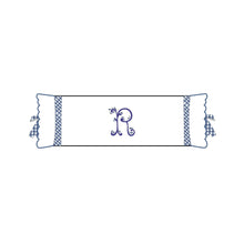 Load image into Gallery viewer, Seferî Flower Garden Bolster Cushion Cover with Monogram Embroidery - Blue

