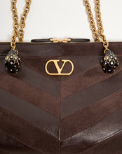 Load image into Gallery viewer, Panthea Medium Shoulder Bag In Suede And Nappa With Chevron Motif

