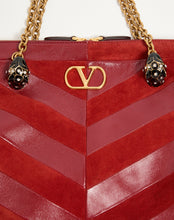 Load image into Gallery viewer, Panthea Medium Shoulder Bag In Suede And Nappa With Chevron Motif
