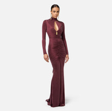 Load image into Gallery viewer, Red carpet dress in draped jersey with necklace
