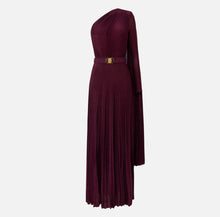 Load image into Gallery viewer, One-shoulder red carpet dress in pleated lurex jersey
