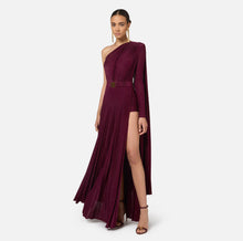 Load image into Gallery viewer, One-shoulder red carpet dress in pleated lurex jersey
