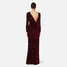 Load image into Gallery viewer, Sequin-embroidered chenille red carpet dress
