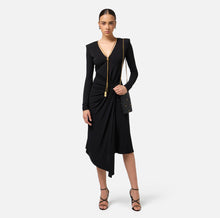 Load image into Gallery viewer, Midi dress in draped jersey with necklace
