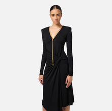 Load image into Gallery viewer, Midi dress in draped jersey with necklace
