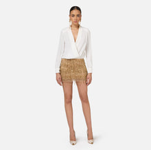 Load image into Gallery viewer, Shirt mini-dress with sequin-embroidered skirt
