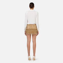 Load image into Gallery viewer, Shirt mini-dress with sequin-embroidered skirt
