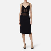 Load image into Gallery viewer, Sheath dress in crêpe and tulle fabrics
