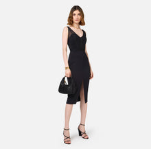 Load image into Gallery viewer, Midi dress with tulle and crêpe bustier top
