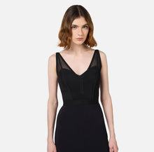 Load image into Gallery viewer, Midi dress with tulle and crêpe bustier top
