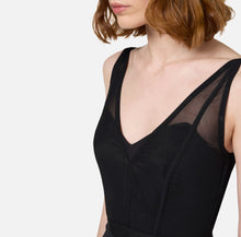 Load image into Gallery viewer, Midi dress with tulle and crêpe bustier top
