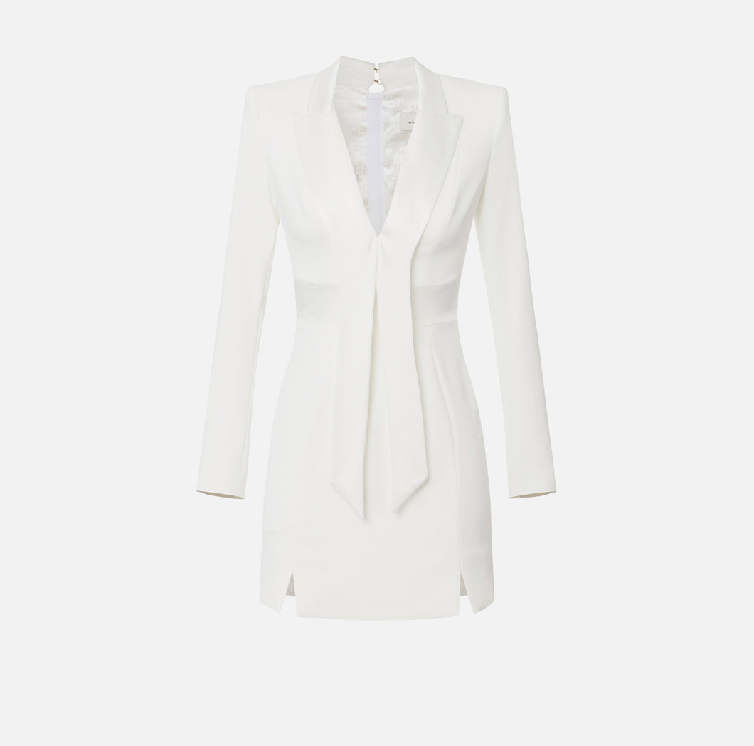 Crêpe tuxedo mini-dress with satin lapels