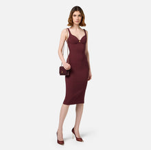 Load image into Gallery viewer, Midi dress in stretch crêpe fabric with cup cut
