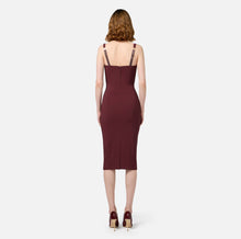 Load image into Gallery viewer, Midi dress in stretch crêpe fabric with cup cut
