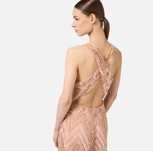 Load image into Gallery viewer, Tulle red carpet dress with chevron pattern sequin embroidery
