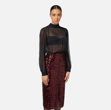 Load image into Gallery viewer, Sequin-embroidered georgette midi dress
