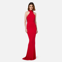 Load image into Gallery viewer, Red carpet dress in jersey with necklace on the back
