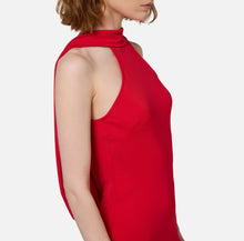 Load image into Gallery viewer, Red carpet dress in jersey with necklace on the back
