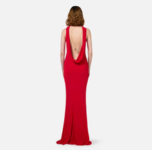 Load image into Gallery viewer, Red carpet dress in jersey with necklace on the back
