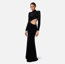 Load image into Gallery viewer, Sequin-embroidered chenille red carpet dress with cut-out
