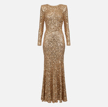 Load image into Gallery viewer, Red carpet sequin dress with chain and rhinestones
