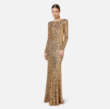 Load image into Gallery viewer, Red carpet sequin dress with chain and rhinestones
