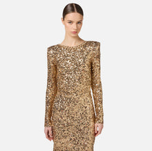 Load image into Gallery viewer, Red carpet sequin dress with chain and rhinestones
