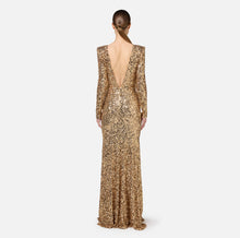 Load image into Gallery viewer, Red carpet sequin dress with chain and rhinestones
